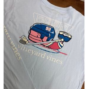Vineyard Vines Hockey Themed Pale Blue Long Sleeve T-Shirt Youth Size XL (18)